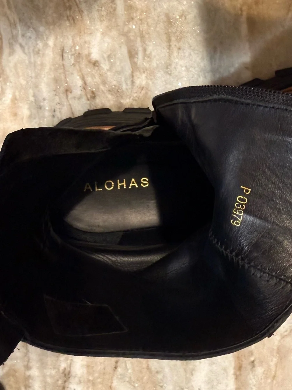 Women’s ALOHAS Sapphire Nutty black leather chunky ankle boots- Size 38